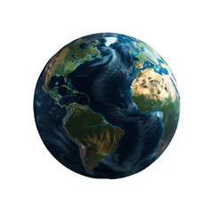 3D Earth Globe on Transparent Background - High Resolution World Map