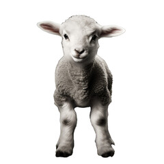 Full Body Charming White Sheep Isolated on Transparent Background - High Quality Illustration