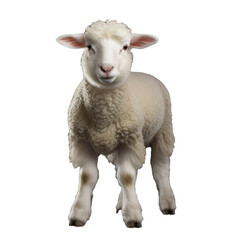 Full Body Charming White Sheep Isolated on Transparent Background - High-Quality Illustration