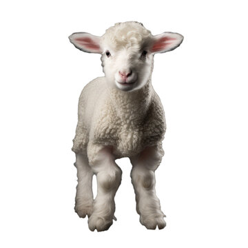 Charming Full Body White Sheep Illustration on Transparent Background - Royalty-Free Image