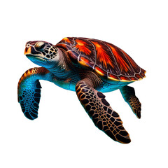 Realistic Full Body Sea Turtle Illustration on Transparent Background - Royalty-Free Graphic