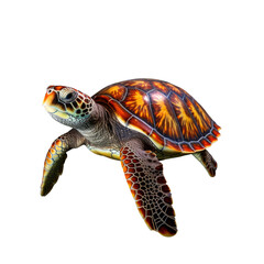 Full Body Sea Turtle Isolated on Transparent Background - High-Resolution Illustration