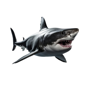 Full Body Shark Isolated on Transparent Background - High Resolution Image