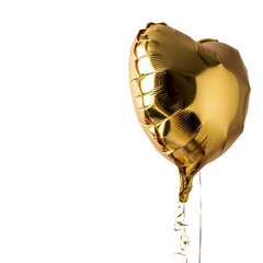 Golden Heart-Shaped Inflatable Balloon on Transparent Background - Stock Image