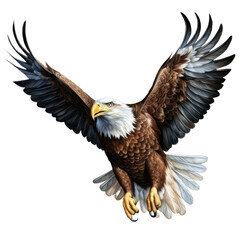 Majestic Flying American Eagle on Transparent Background - Realistic Illustration