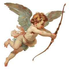 Vintage Cupid Illustration: Pastel Oil-Painted Transparent PNG