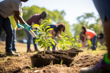 Group of People Working in a Garden