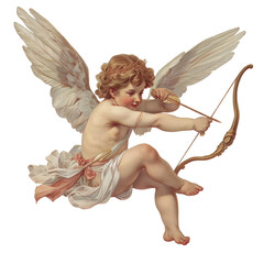 Vintage Cupid Illustration - Pastel Oil Paint Effect on Transparent Background (PNG)