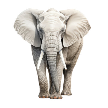 High-Resolution Realistic Elephant Illustration Isolated on Transparent Background - Royalty-Free PNG Image