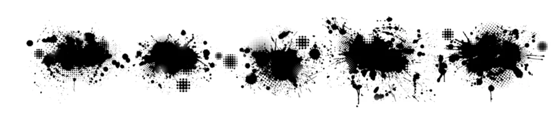 Tuinposter Black brush stroke set isolated on background. Paint brush stroke hand drawing. Not AI. Trendy brush stroke, vector illustration © Мария Неноглядова