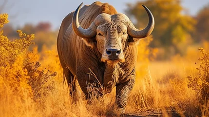 Photo sur Plexiglas Buffle Majestic close up portrait of an african buffalo in captivating wildlife photography