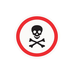 Old style danger sign with skull and crossbones on white background. Rusty. Warning. Attention. Danger. Danger. Worn.