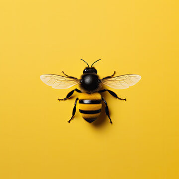 Bee on yellow background