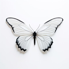 Fototapeta na wymiar Minimalistic logo style black and white butterfly on clear background