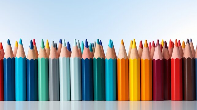 Vibrant assortment of colored pencils with white outer layer on a clean white background