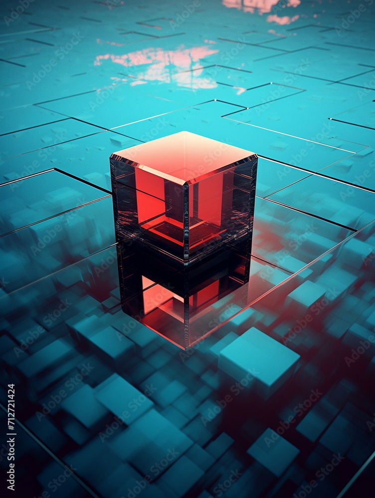 Poster 3d render of a cube