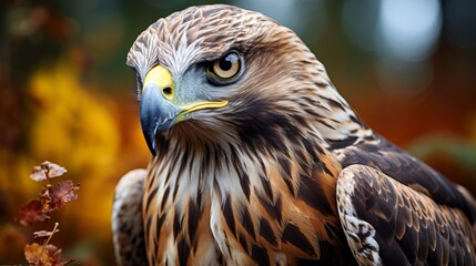 Obraz premium Close up portrait of a buzzard, majestic wildlife photography in natural habitat