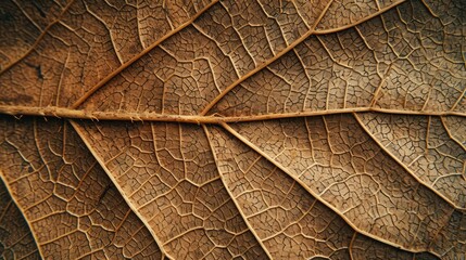 Close up of Fiber structure of dry leaves texture background. Cell patterns of Skeletons leaves, foliage branches, Leaf veins abstract of Autumn background for creative banner design or greeting card - obrazy, fototapety, plakaty