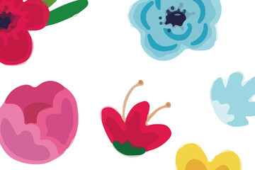 Watercolors and various flowers, birds, butterflies, roses, peonies are beautiful