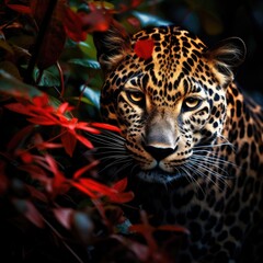 jaguar is hiding in a jungle