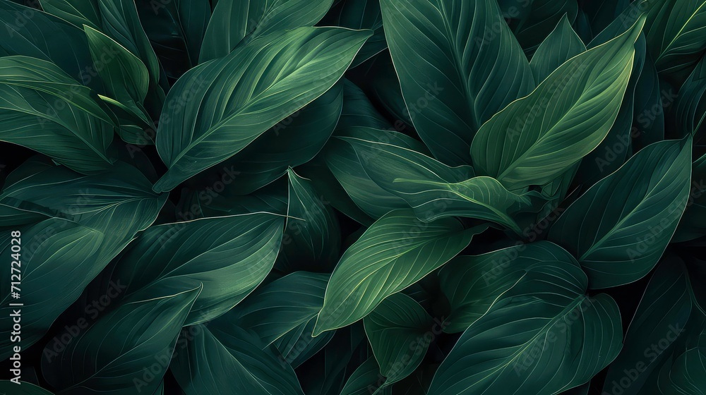 Poster leaves of spathiphyllum cannifolium, abstract green texture, nature background, tropical leaf - Posters