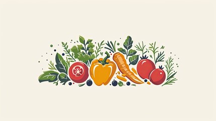 Mockup, drwaing illustration, vegetables and fruits on white background, Mediterranean diet concept