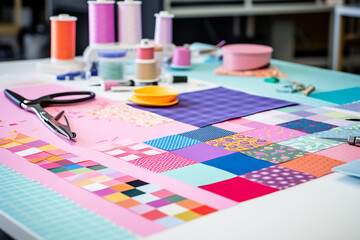 Details of the work of the dressmaker in a small fashion studio