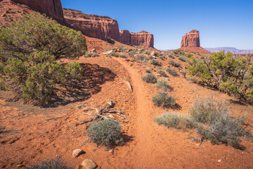 hiking in the monument valley, arizona, usa