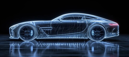 Obraz premium drawing of a modern car on a black background