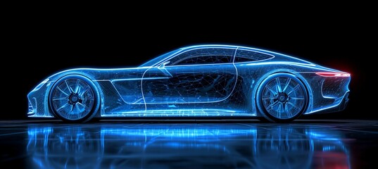 Fototapeta premium drawing of a modern car on a black background