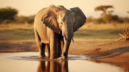 Fototapeta na wymiar Elephant animal drinking water AI Generated pictures