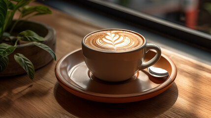 Tasse de café ou cappuccino. Boisson chaude, ambiance chaleureuse et relaxante. Arrière-plan pour conception et création graphique.