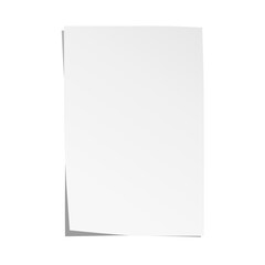 White vector sheet of paper. Realistic empty paper note template of A4 format with shadows isolated on white background.