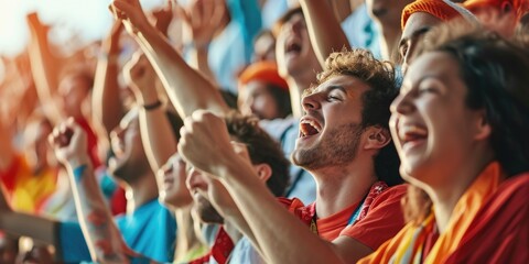 Joyful emotions of spectators during a football match, expressing pure joy and enthusiasm