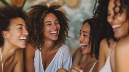 Fototapeta premium Women Laughing Together, Enjoying Each Others Company
