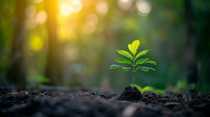 Seedlings sprouting and flourishing in a fertile and nourishing soil environment