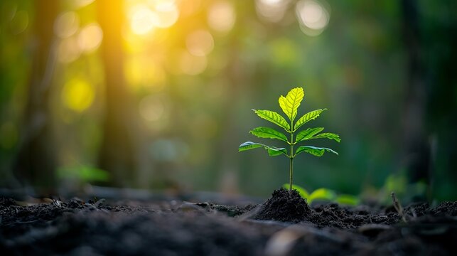 Seedlings sprouting and flourishing in a fertile and nourishing soil environment