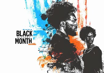 black history month logo on a white background in the style of saturated colorism Generative AI