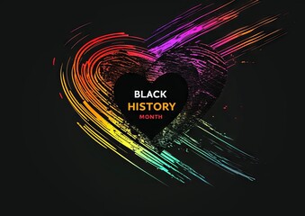 black history month with rainbow heart logo Generative AI - obrazy, fototapety, plakaty