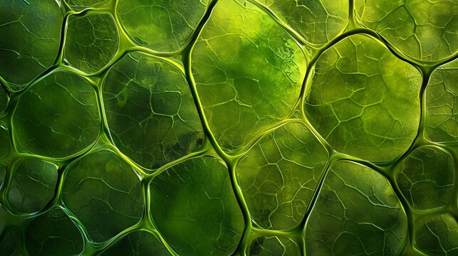 green plant cells abstract science background