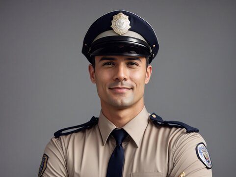 Policeman Poses for Picture in Uniform. Generative AI.