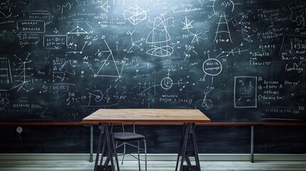 Operations and formulas of quantum physics handwritten with a chalk on the blackboard - obrazy, fototapety, plakaty