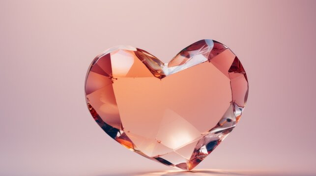 the heart is made of pink glass . The concept of Valentine's Day.  copy space