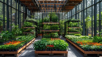 Obraz premium Futurue food laboratory, plants growing in lab