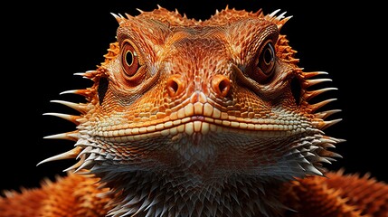 Close up portrait of a captivating bearded dragon, stunning wildlife photography of a reptile