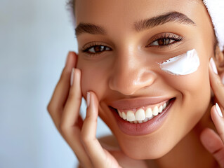Radiant Skin Care: Young Woman Applying Facial Mask