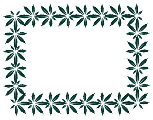 Frame with Cannabis leaves. Hand drawn vector illustration