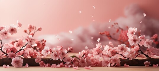 Vibrant and serene minimalistic blurred pink spring background ideal for product placement