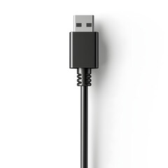 Usb cable connecting to a charging port isolated on white background, hyperrealism, png
