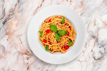plate of tasty fresh italian pasta with sauce